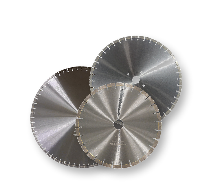 Multiple diamond saw blades stacked together